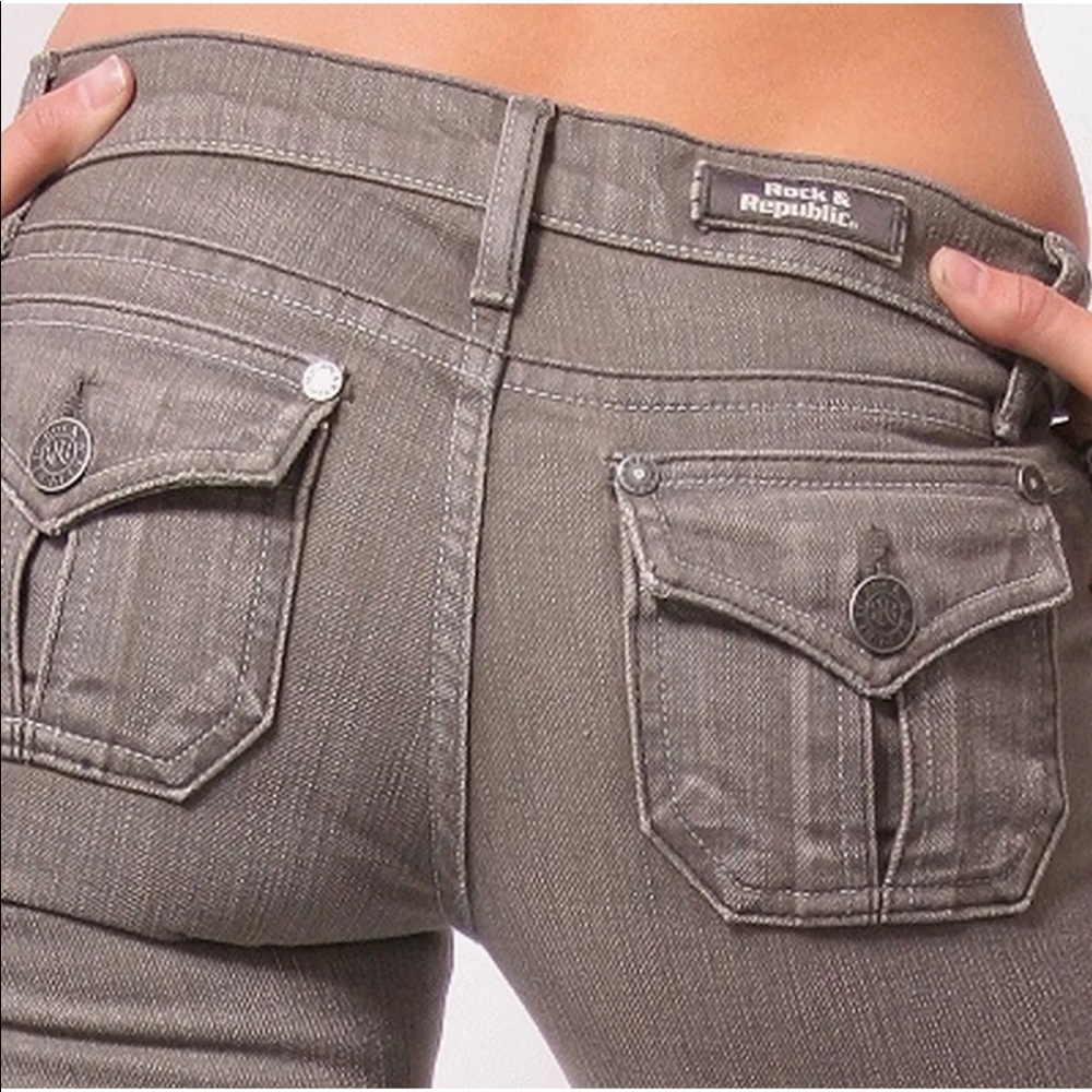 Rock & Republic Gray Flare Scorpion Jeans 8/29